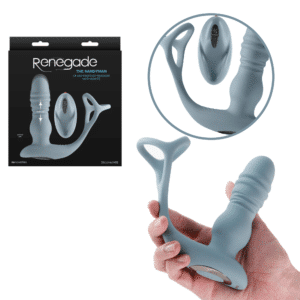 Renegade Handyman Gray Remote Control Thrusting Vibrating Penis Ring With Butt Plug