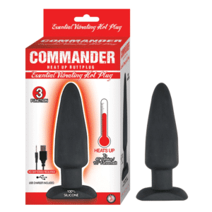 Commander Essential Silicone Vibrating Hot Butt Plug Waterproof Black