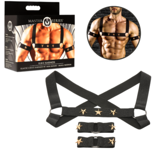 Male Chest Harness With Arm Bands - S/M