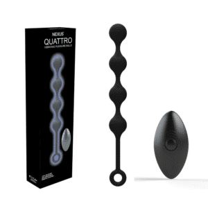 Quattro Black Vibrating Anal Beads Rechargeable Remote-Control Silicone Vibrator