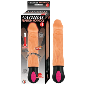 Natural Realskin Hot Cock #1 USB Rechargeable Warming Realistic Vibrator Flesh 7 Inch