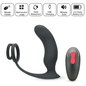 Prowler RED Prostate Plus Remote Control Vibrating Prostate Massager and Penis Ring Black