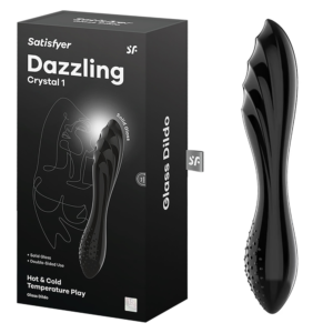 Satisfyer Black Dazzling Crystal Dildo Double-Sided Glass G-Spot Stimulator Sex Toy