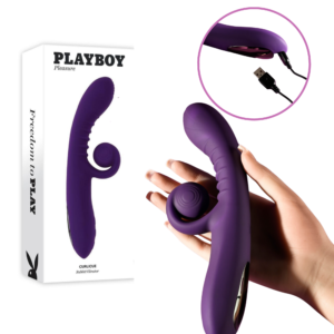 Pb Curlicue Purple Vibrating Rabbit Dual Motors Flexible Shaft G-Spot Clitoral Vibrator