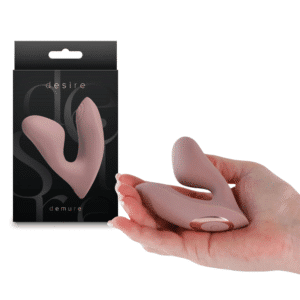 Desire Demure Rechargeable Silicone Wearable Dual Stimulation Clitoral Vibrator - Caramel