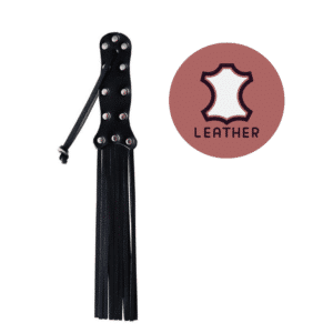 Rouge Garments Bondage Gear 16 Inches Spanker And Sex Tickler Leather Spiral Flogger Black