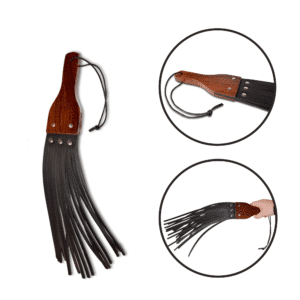 Prowler Red Leather Wood Fringe BDSM Fantasy Flogger Fetish Whip Adult Sex Toy