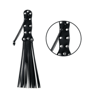 16 Inches Spanker And Sex Tickler Leather Spiral Flogger Black