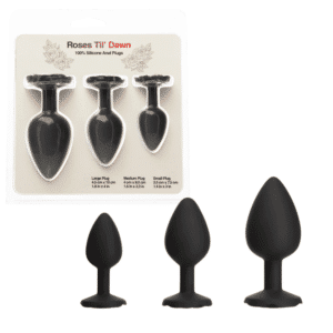 Roses Til’ Dawn Elegant Rose Silicone 3pc Anal Kit Butt Plug For Beginners