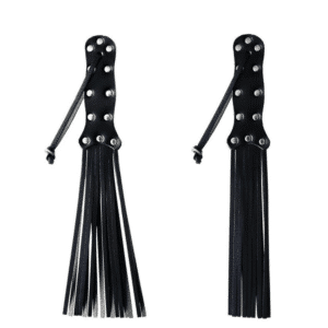 Rouge Garments Bondage Gear 16 Inches Spanker And Sex Tickler Leather Spiral Flogger Black