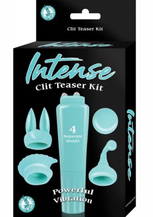 Intense Clit Teaser Kit Aqua Silicone Mini Vibrating Clitoral Vibrator