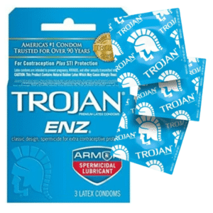 Trojan Condom Enz With Spermicidal Lubricant Premium Latex 3 Pack