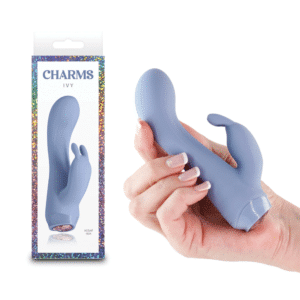 Mini Discreet Rabbit Vibrator with LED Hearts Magenta - Blue