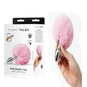 Metal Butt Plug With Fluffy Bunny Tail For Beginners - Pink