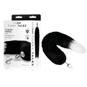 Butt Plug with 14-inch Indigo Fox Tail For Beginners - Black