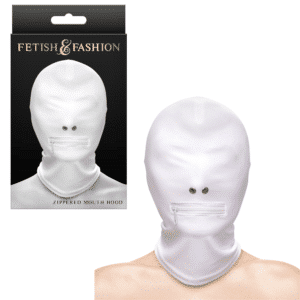 Submissive Zippered Mouth Sexy Sex Hood By NS Novelties - White