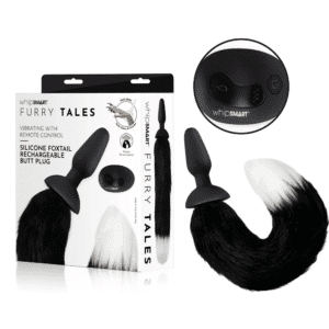 Vibrating Butt Plug With Faux Fur Fox Tail - Black