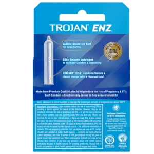 Trojan Enz Lubricated Silky-Smooth Lubricant Condom Premium Latex - 3 Pack
