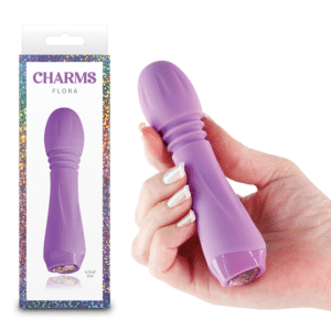 Charms Flora Silicone Jeweled Rechargeable Vibrator with LED Hearts - Purple