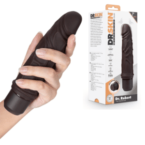 Dr. Skin Silicone - Dr. Robert 7 Inch Waterproof Dong Vibrating Realistic Dildo - Brown