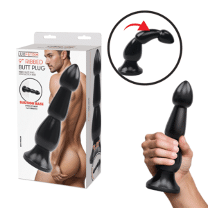 Lux F Ribbed Butt Plug 9 Inch Flexible Suction Cup Base Prostate Massager