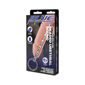 Blue Line 4.5-inch Length Stainless Steel Beaded Male Penis Plug Urethral Sound