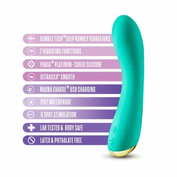 Aria Luscious AF Rechargeable Waterproof Vibe Silicone G-spot Vibrator - Teal