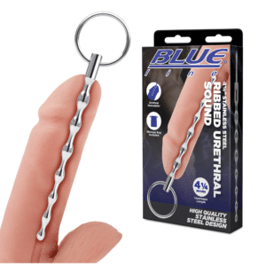 Stainless Steel Ribbed Male Penis Plug Urethral Sound