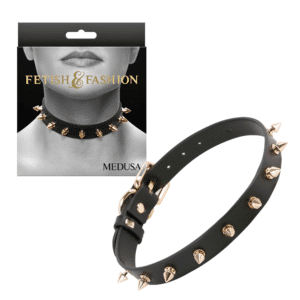 Medusa Studded Metal Sex Collar Restraints