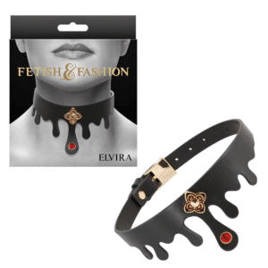 Elvira Ruby Jewel and Gold Charm Sex Collar Restraints