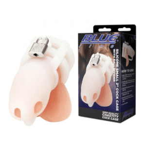 Cock Cage Male Chastity Device with Ball Divider - White