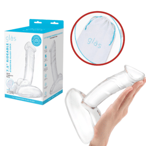 Glass Dildo With Stability Base & Balls - Clear