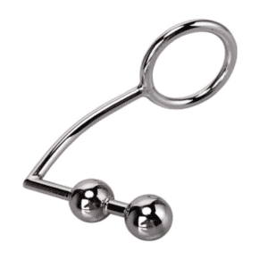 Blueline 2 Beaded Anal Hook Stainless Steel Butt Plug and Non-Vibrating Penis Ring 45mm