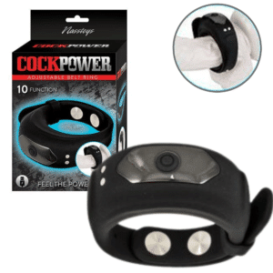 Cockpower Adjustable Belt Waterproof Rechargeable Vibrating Penis Ring Black