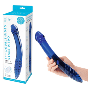 Gläs 11-inch Double Ended Glass Lightweight Hypoallergenic G-Spot Dildo - Blue