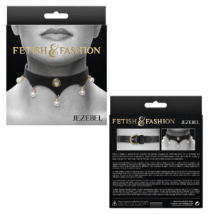 Fetish Fashion Bondage Gear Jezebel Sex Collar with Gold Accents and Pearls