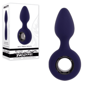 Ringed Handle Vibrating Butt Plug – Purple