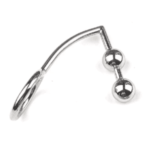 Blueline 2 Beaded Anal Hook Stainless Steel Butt Plug and Non-Vibrating Penis Ring 45mm