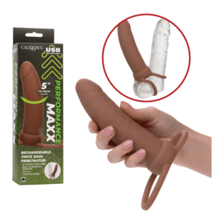 Thick 5.5 Inches Silicone Butt Plug Double Penetration Toy - Brown