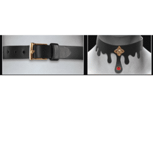 Fetish Fashion Bondage Gear Elvira Ruby Jewel and Gold Charm Sex Collar Restraints
