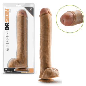 14-inch Suction Cup Huge Dildo with Balls – Tan