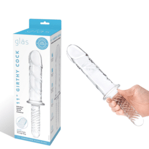 Double-Ended Glass Dildo With Handle - Clear