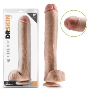 14-inch Suction Cup Huge Dildo with Balls - Beige