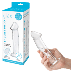 Gläs 6-inch Temperature Play Glass Dildo For Beginners With Veins & Flat Base - Clear