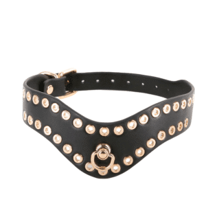 Fetish Fashion Bondage Gear Kali Golden Studs Adjustable Fit Sex Collar Restraints