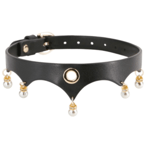 Fetish Fashion Bondage Gear Jezebel Sex Collar with Gold Accents and Pearls