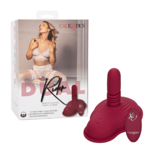 Dual Rider Vibrating Remote Control Thrusting Vibrator Rechargeable - Red