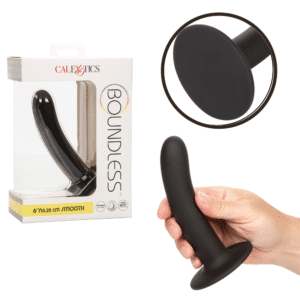 Boundless Smooth Probe 6 Inches Flexible Suction Cup Butt Plug For Beginner -Black