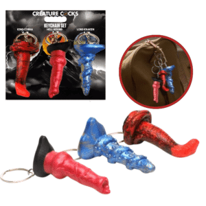 Creature Cock King Hound Keychain Set Silicone Dildo Fantasy Accessory