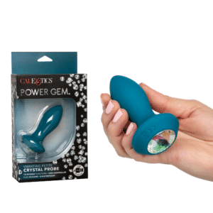 Power Gem Vibe Petite Crystal Probe Rechargeable Waterproof Butt Plug - Blue